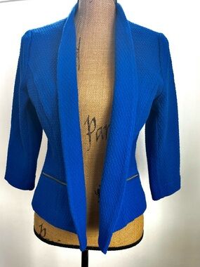 NEW Alfani Sexy Zip Pocket Mod Texture Open Blazer, Gold Zippers, Ultramarine